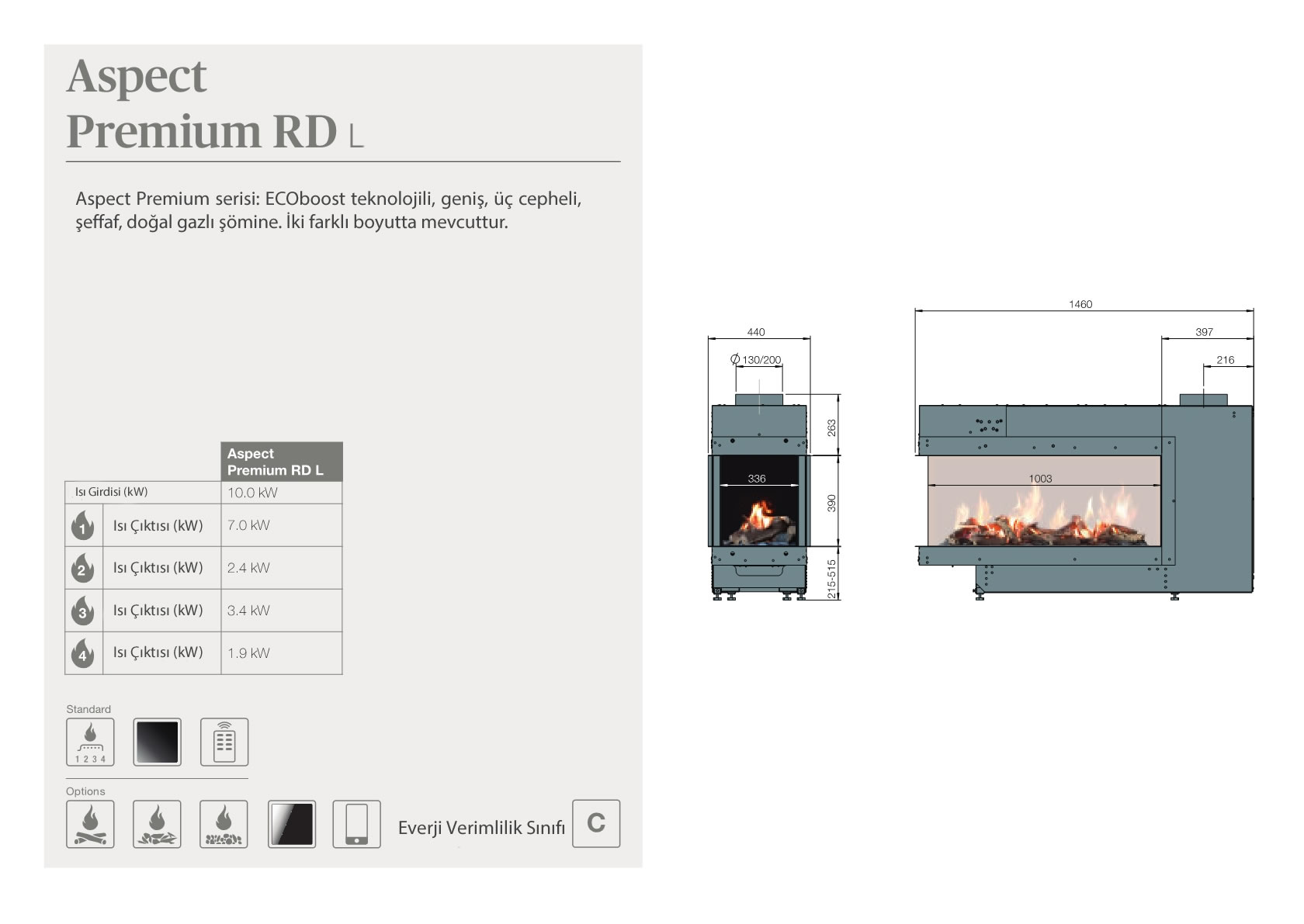 Faber Natural Gas Fireplaces - Aspect Premium RD L