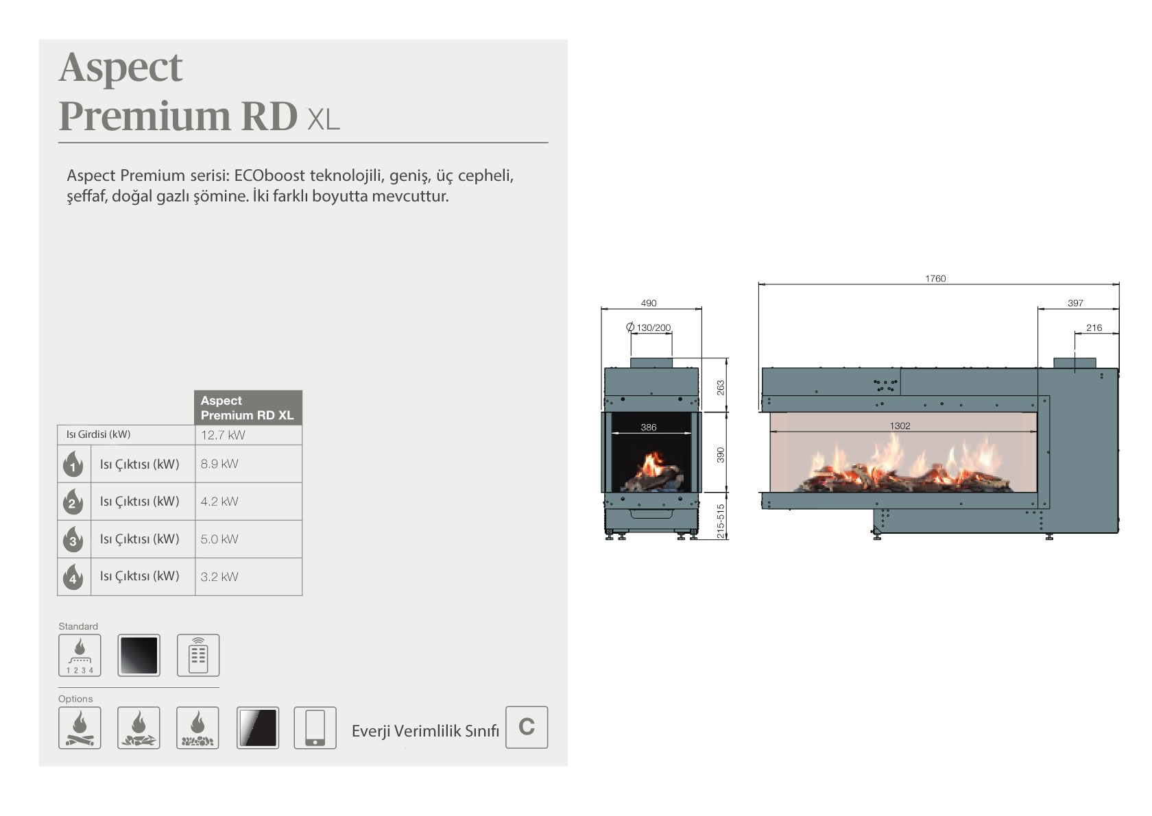 Faber Natural Gas Fireplaces - Aspect Premium RD XL