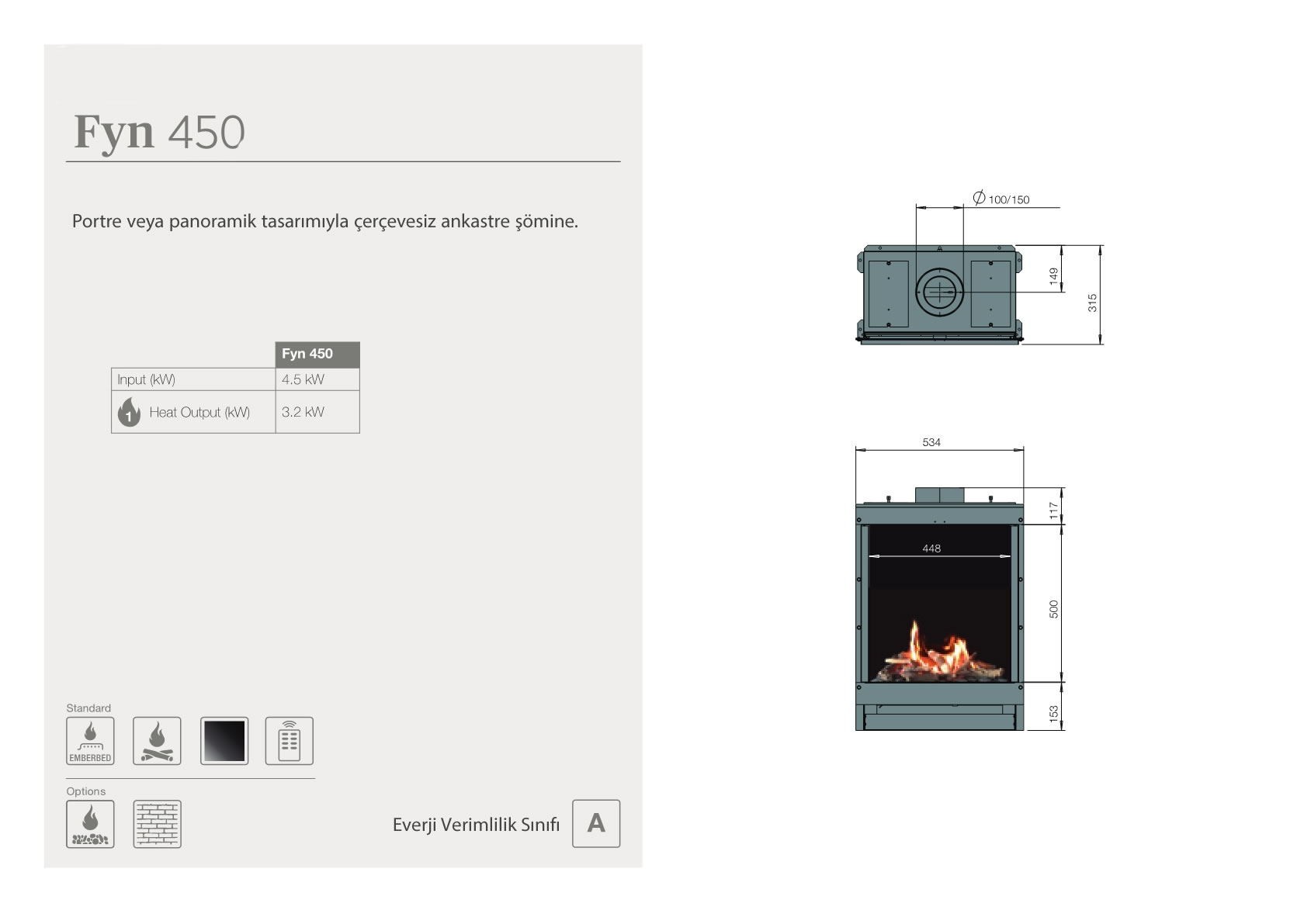 Faber Natural Gas Fireplaces - Fyn 450