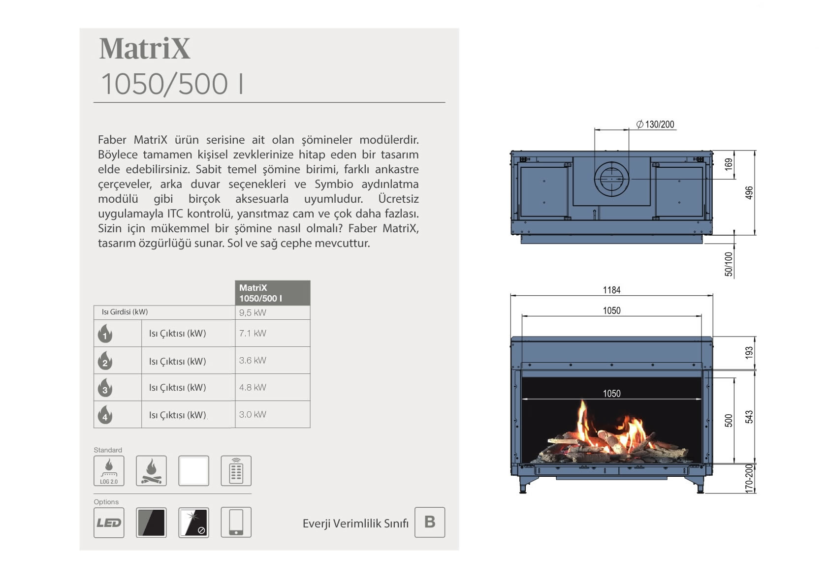 Faber Doğalgazlı Şömineler - Matrix 1050 / 500 I