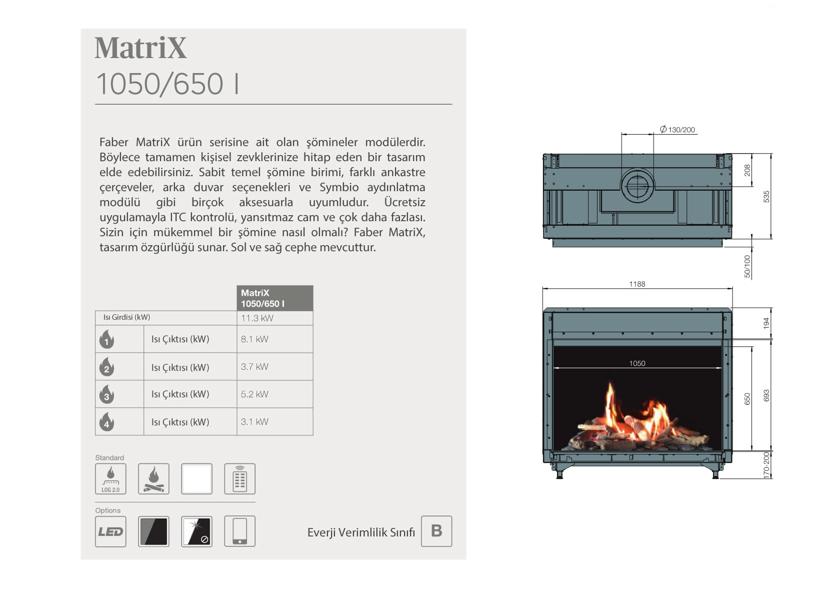 Faber Natural Gas Fireplaces - MATRİX 1050 / 650 I