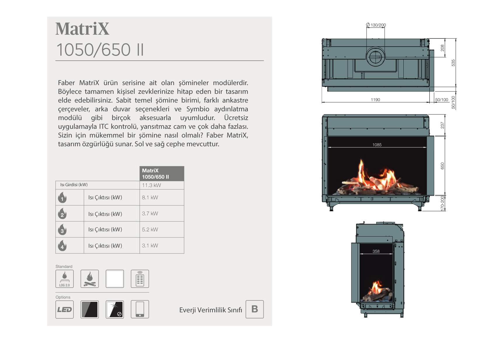 Faber Natural Gas Fireplaces - MATRİX 1050 / 650 II