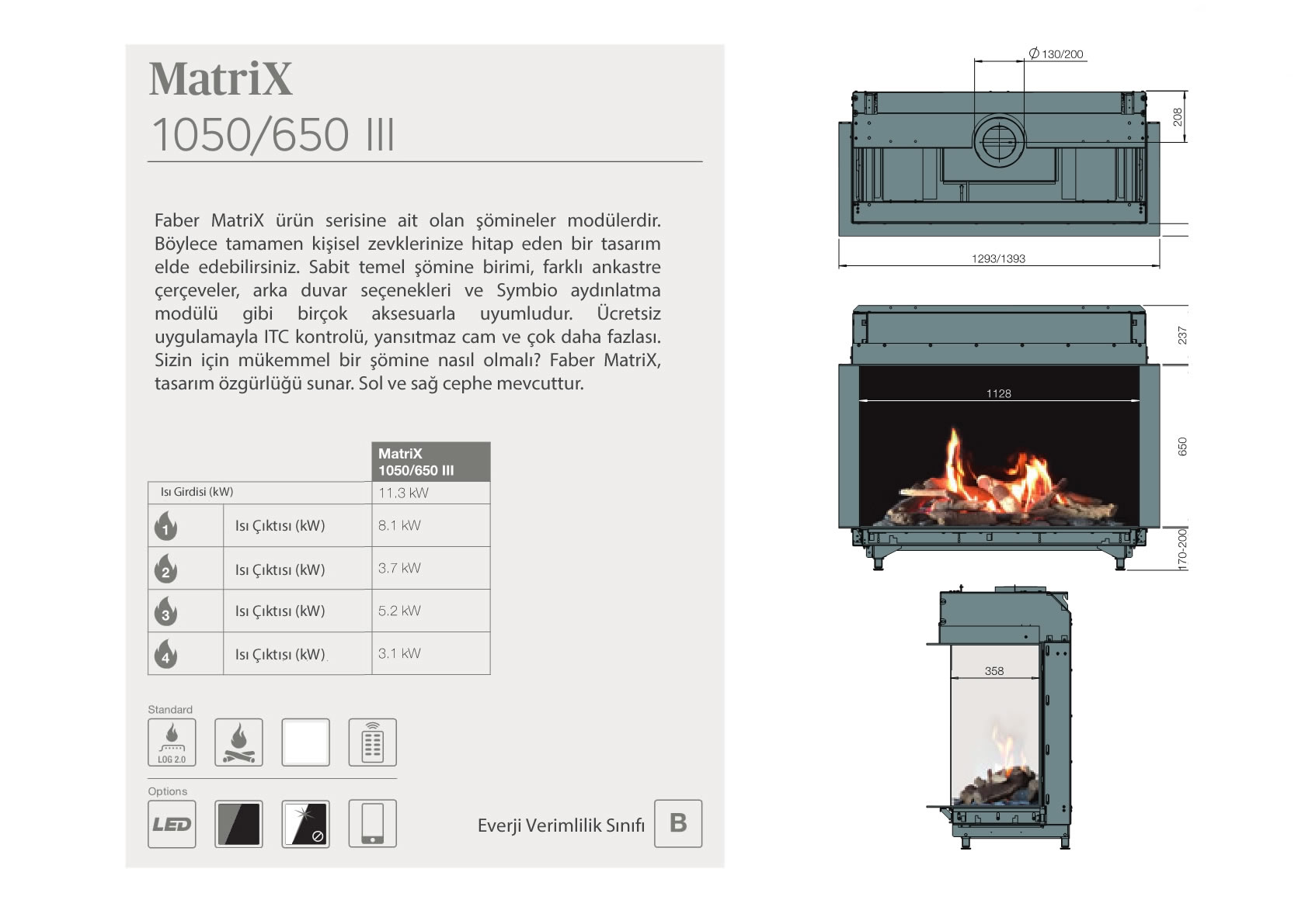 Faber Natural Gas Fireplaces - MATRİX 1050 / 650 III