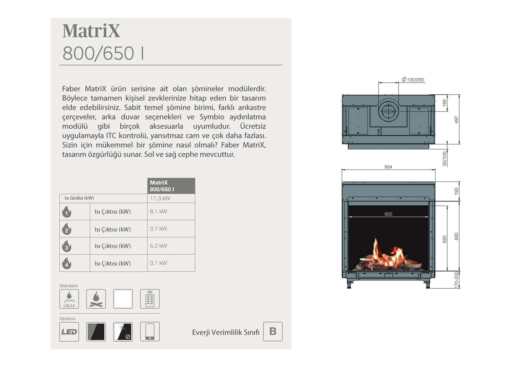 Faber Doğalgazlı Şömineler - Matrix 800 / 650 I