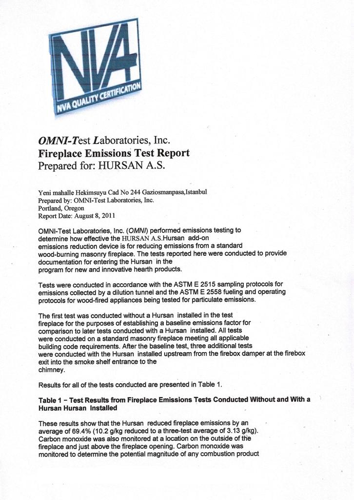 Emissions Test Report